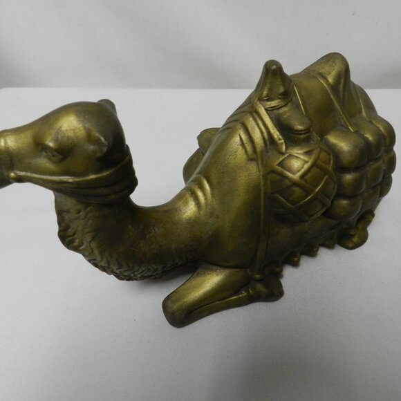 Nativity Vintage Chalkware Camel Christmas Figurine Sitting 10" x 5" Bronze - Picture 2 of 13